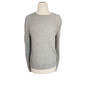 Jenni Kayne Wool Cashmere Blend Crewneck Sweater Womens Medium Gray Old Money